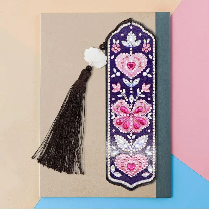 OOTDTY 5D DIY Специальная алмазная живопись кожа Закладка с кисточкой Книга маркеры Вышивка ремесла закладки для книг