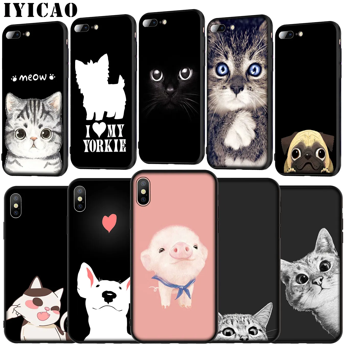 Cartoon Cat Mouse Pig Dog Soft Silicone Cover Case for iPhone 11 Pro XR X XS Max 6 6S 7 8 Plus 5 5S SE Phone |
