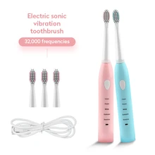 Sonic escova de dentes elétrica usb recarregável ultra sonic limpeza automática lavável branqueamento escova com 4 cabeça substituição