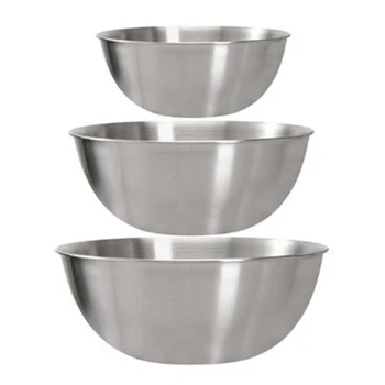 

3PCS Stainless Steel Bowls Nesting Storage Bowls Set Kitchen Salad Bowls Cooking Bowl Baking Accessory with Scale
