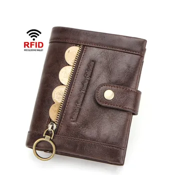 

RFID Anti-theft Brushed Leather Men's Wallet Multi-function Tri-fold Men Card Holder Short Wallets Soft Leather Coin Purses