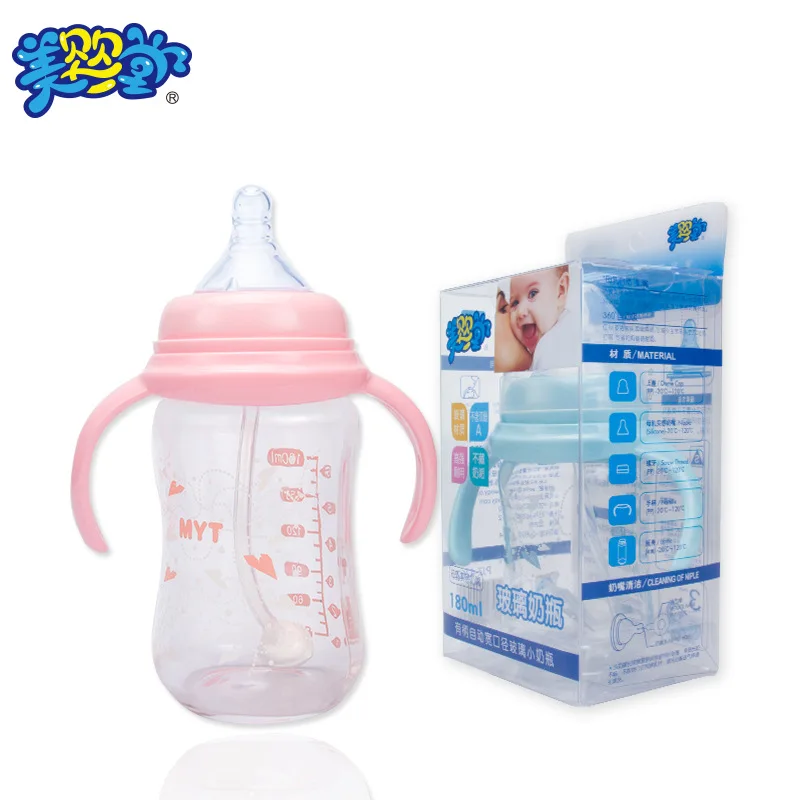 

Mei ying tang Creative Infant Handle Glass Feeding Bottles 180ml Baby Pacifier Bottle Maternal And Child Supplies