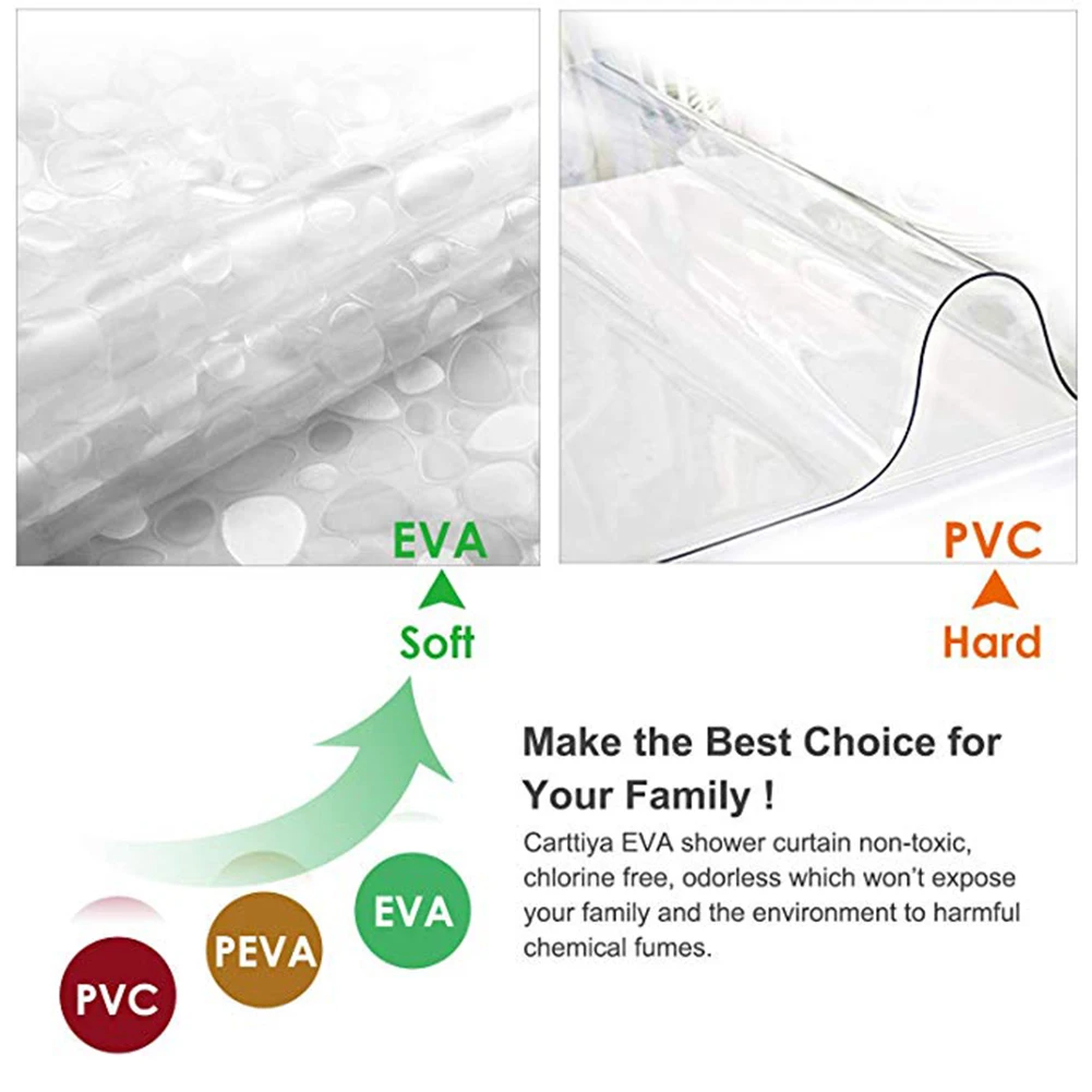 EverChic пластиковая PEVA 3d Водонепроницаемая занавеска для душа прозрачная белая прозрачная занавеска для ванной Роскошная занавеска для ванной с 12 крючками