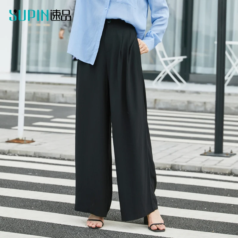 Женские повседневные брюки SUPIN однотонные свободные с высокой талией и широкими