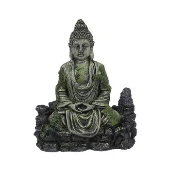 

Resin Decorative Rockery Stone Statue Fish Tank Buddha Sitting Statue Aquarium Decorations Reptiles Tank Ornament