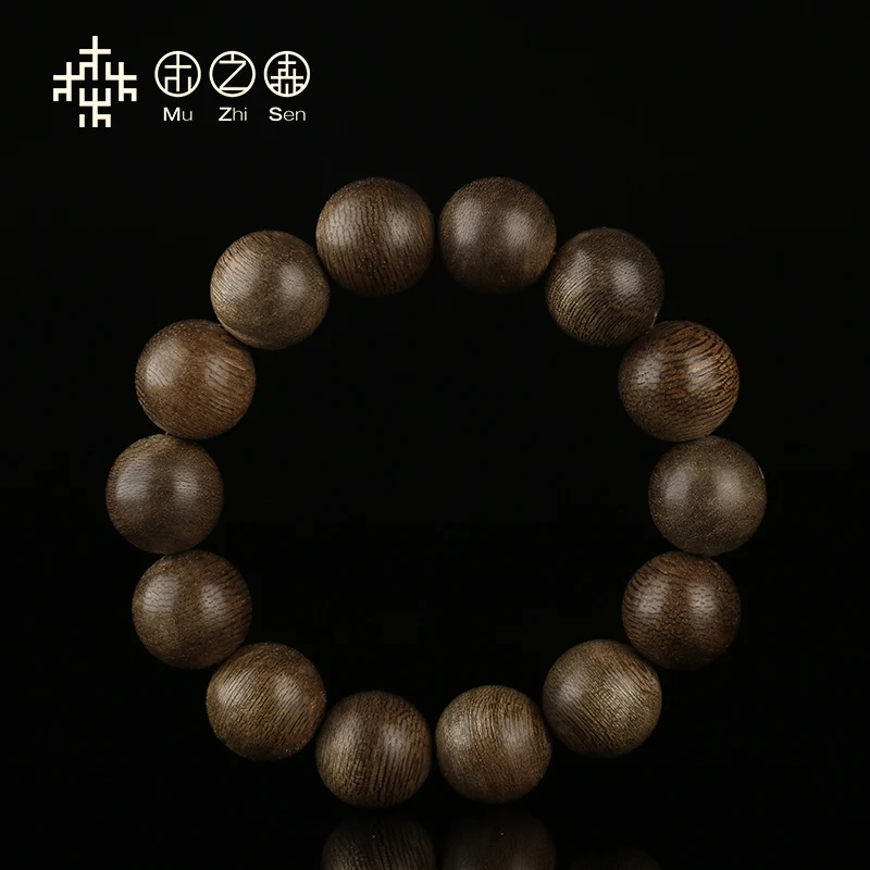 

Authentic Brunei Black Oil Old Materials Agarwood Buddha Beads Bracelet 16mm * 18G Full Appearance