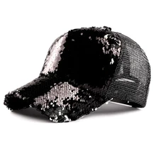 Грязный булочка хвост Реверсивный Волшебные блестки Регулируемый Бейсбол Кепки LX9E