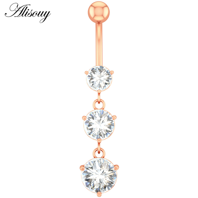1pc Flower Heart Dangled Belly Navel Piercing Button Ring 14G Stainless Steel CZ Crystal Opal Ombligo Woman Body Jewelry