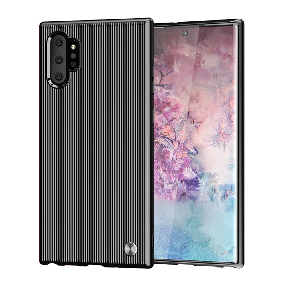 Мягкий чехол OTAO из ТПУ в полоску для samsung Note 10 Pro S10 5G S9 S8 Plus, чехол из углеродного волокна с узором, для Galaxy Note 8 9 чехлов - Цвет: Black