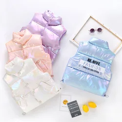 Colete infantil menina outono inverno para baixo algodão colete sem mangas jaquetas colete quente bonito colorido roupas de bebê outerwear 2021