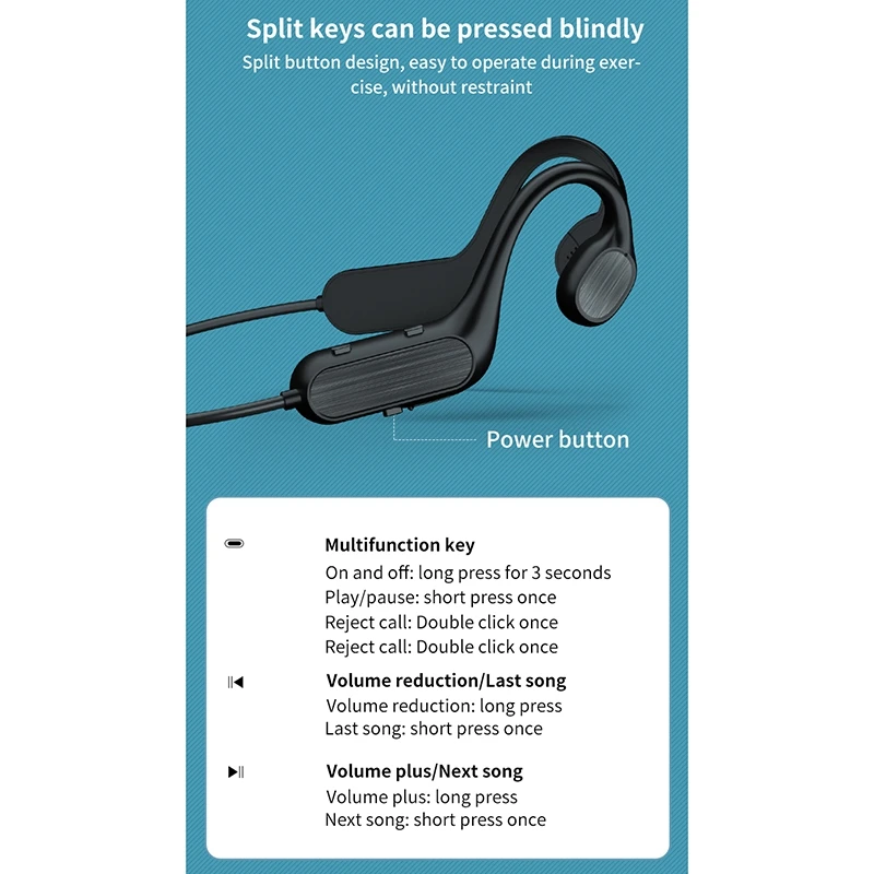 G200 Neck Wearing Wireless Sports Headphones Wireless Bone Conduction Earphones Bluetooth 5 1 Subwoofer Surround Sound