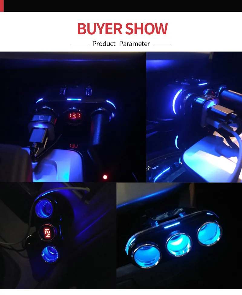 12 V-24 V розетка для автомобильного прикуривателя сплиттер светодиодный USB Зарядное устройство адаптер 3.1A 100W обнаружения для телефона MP3 DVR аксессуары
