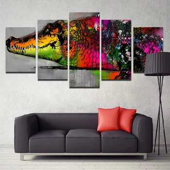 

Hd Modern Abstract Painting Art Poster Colorful Crocodile Painting and Printmaking Home Decor Mural Five Piece Set Without Frame