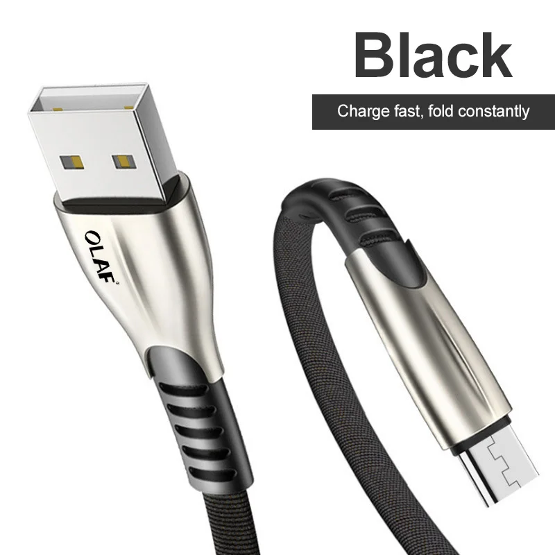 Олаф 3а микро USB кабель для быстрой зарядки 3 м для samsung S7 Xiaomi Redmi 7A huawei LG Microusb кабель для передачи данных кабель для зарядки мобильного телефона - Цвет: Black