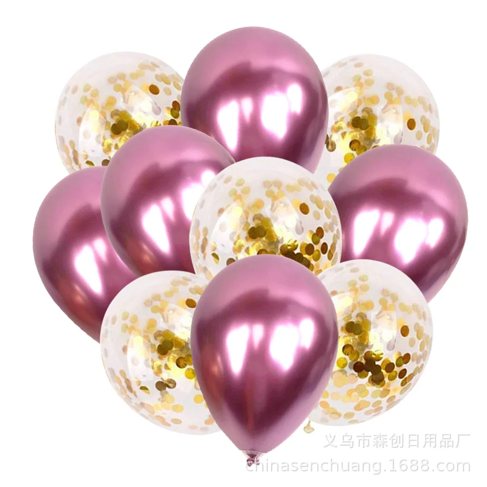 12-дюймовый металлический шар 2,8G Rose Gold конфетти блесток шар День рождения Свадебные украшения поставки