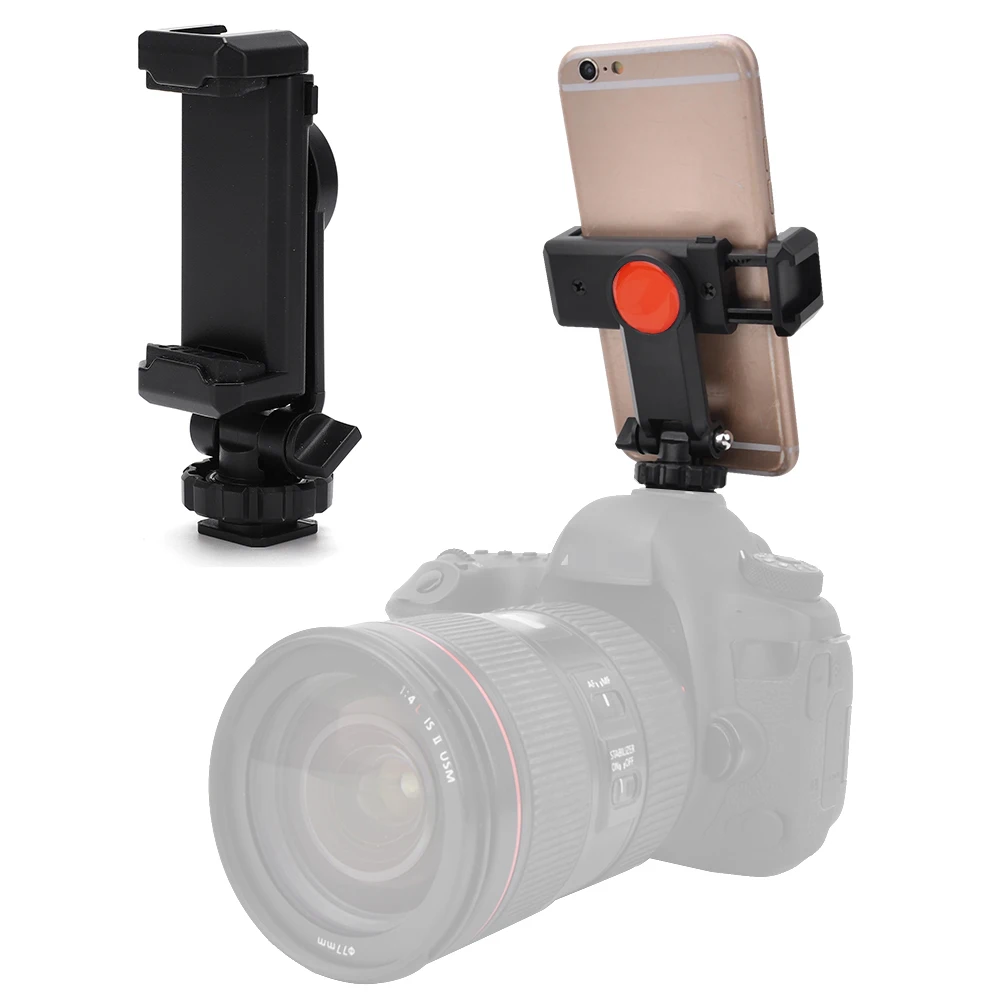 DSLR Hot Shoe Phone Mount 360 Degree Rotation Adjustable Phone Tripod