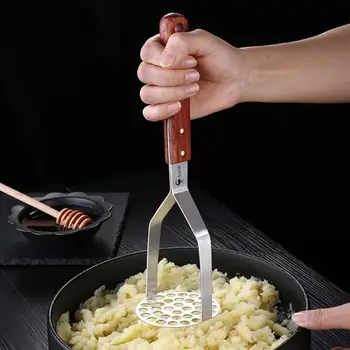

Stainless Steel Pusher Potato Masher With Broad Mashing Plate For Smooth Mashed Potatoes Fruit Vegetable Tools Press Crusher