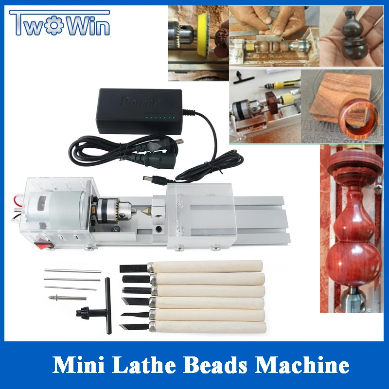 Mini Lathe Bead Machine Woodworking DIY Lathe Polisher Cutting Drill Rotary Tool