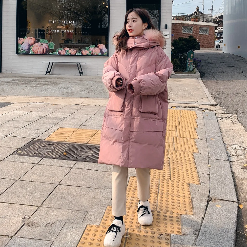 

Cotton Coat Mid-length 2018 Winter New Style Korean-style WOMEN'S Wear-Style Retro CHIC-Style Hooded Fur Collar Cotton-padded Cl