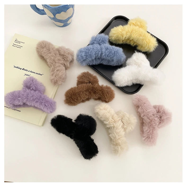 Women Plush Hair Claws Fashion Hair Clips Female Hair Crabs Soft Girl Hairgrips Elegant Headwear Woman Hair Accessories Ornament cute headbands for women