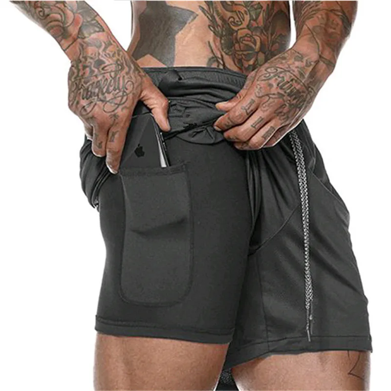 

2019 New Jogging Army Trousers Summer Men's Sports and Fitness Shorts High Quality Double-Layer Material Running Mobile Phone