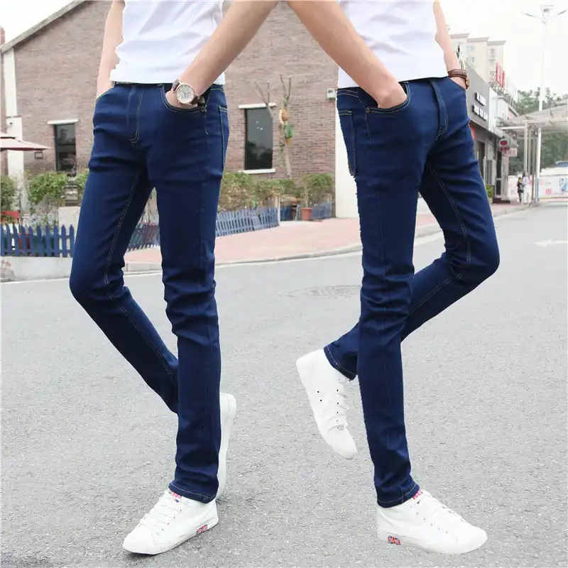 Manner Elastische Kraft Farbe Jeans Fonds Gebunden Fusse Engen Hosen Mann Dunne Bequeme Taille Schlank Stretch Denim Hosen Jeans Aliexpress