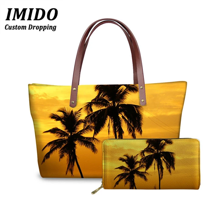 Набор сумок с тропическими пальмовыми листьями для женщин дизайнерские сумки на
