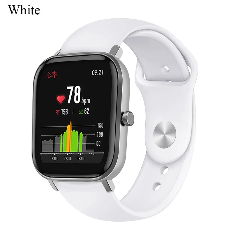Ремешок BOORUI Amazfit GTS из чистого цветного силикона 20 мм ремешок Amazfit ремешок Bip для Xiaomi Huami Amazfit GTS/GTR 42 мм ремешок для часов - Цвет: White