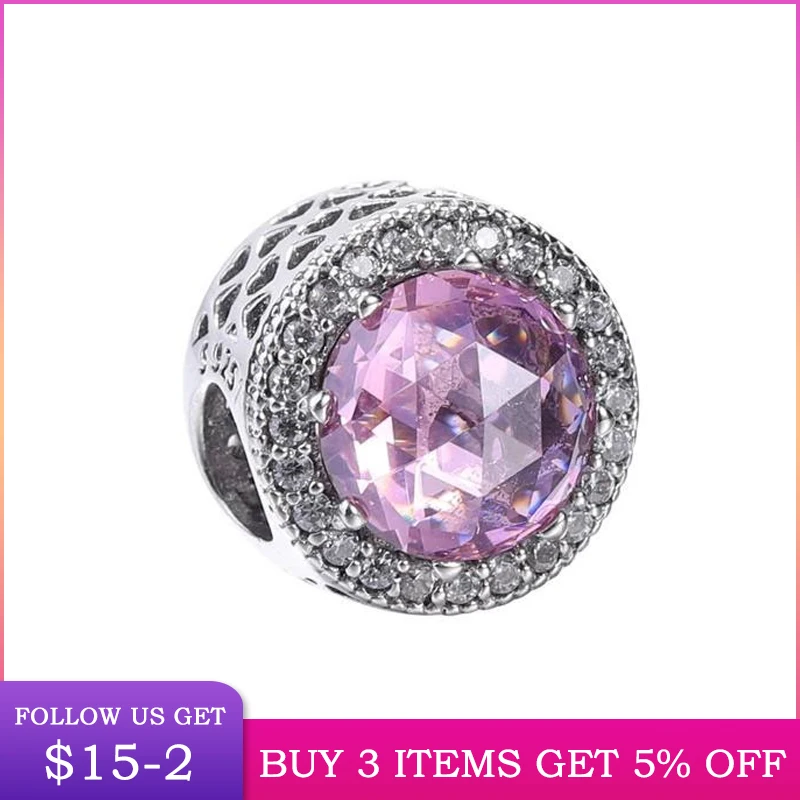 

LByzHan 100% Real 925 Sterling Silver Dark Pink Grass Beads Charms Fit Original Bracelet DIY Jewelry For Women 1008