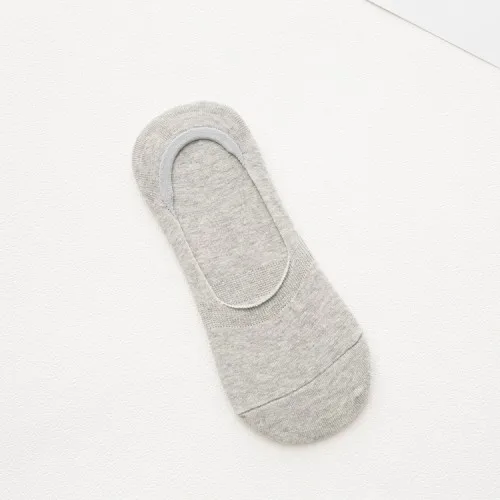 Cotton Men's Socks Wild Breathable Invisible Male Boat Socks Silicone Non-Slip Solid Color Socks Man 5Pairs/lot=10pieces - Цвет: light greyC