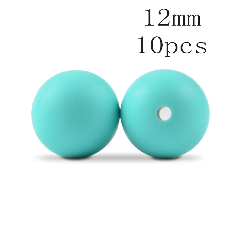 Robin egg blue LOFCA 10 шт./лот, силиконовые бусины, 12 мм, свободные бусины, Детские Прорезыватели, игрушка без бисфенола, пищевого класса, DIY, жевательные ювелирные подвески, изготовление - Цвет: Robin egg blue