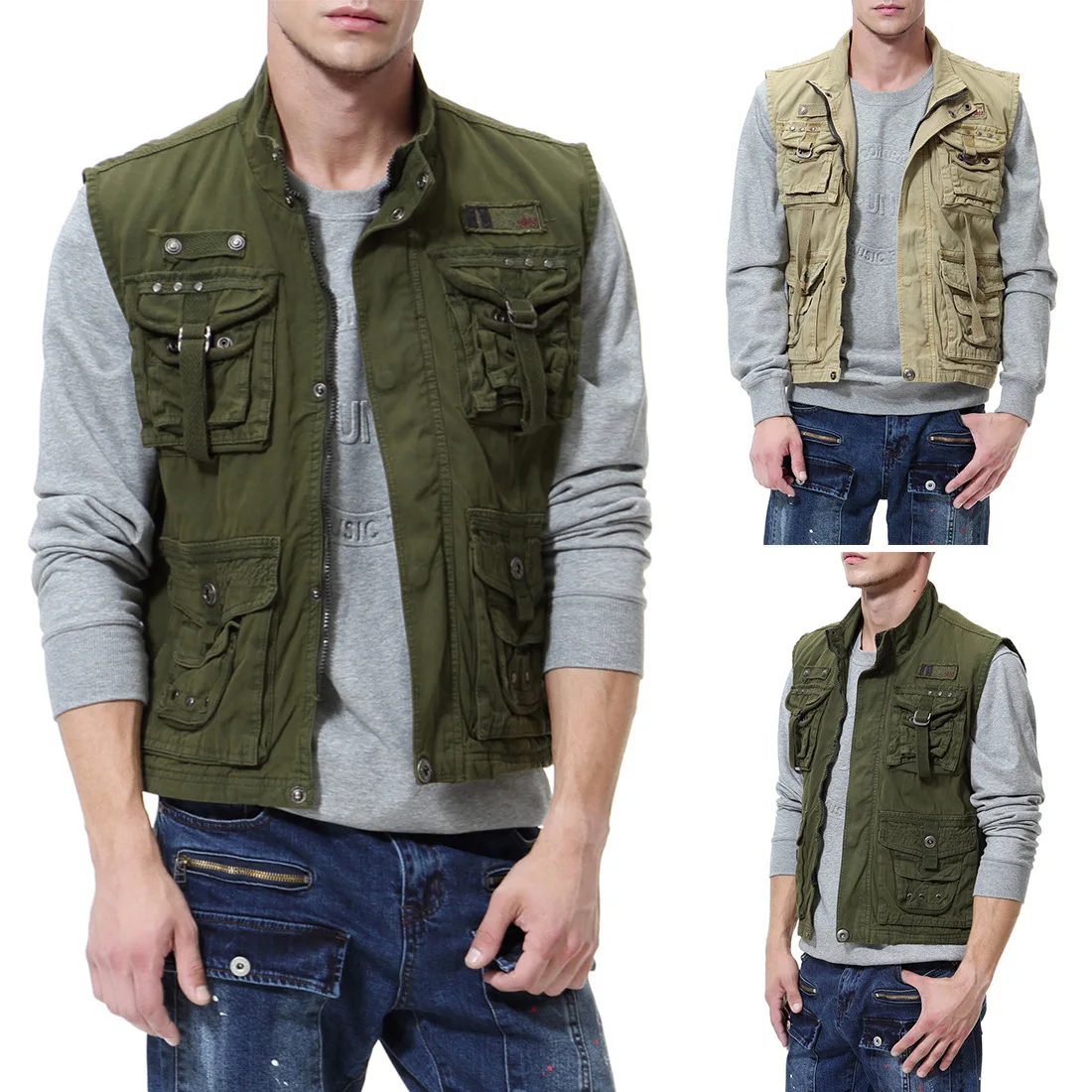 

19 New Style Outdoor Fold-down Collar Men Mountain Climbing Waistcoat Origional Men'S Wear Ouma Bags Pure Cotton Vest Waistcoat