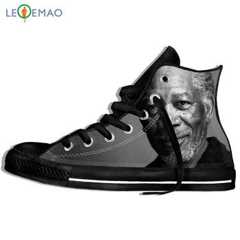 

Custom Image Printing Sneakers Arrival Popular Morgan Freeman Men/Style Plimsolls High Top Canvas Shoes Custom Walking Shoes