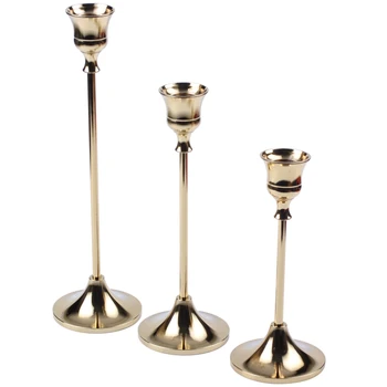 

3Pcs Candle Holders Gold Candlesticks Wedding Decoration Bar Party Living Room Home Decor Candlestick Candlelight Dinner Candle