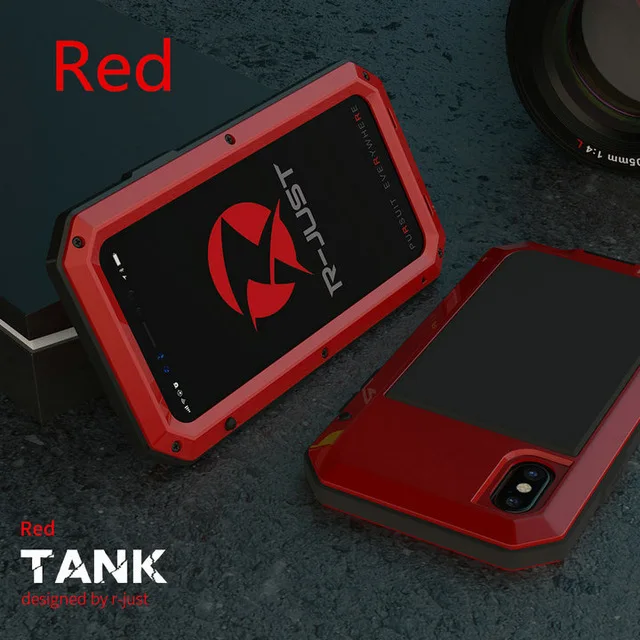 Red Phone Case Outdoor Heavy Duty Doom Armor Shockproof Metal Case For iPhone XS MAX XR X 7 8 6 6S Plus 5 SE 5S 4 4S Dustproof Protection Cover - Цвет: Red Phone Case