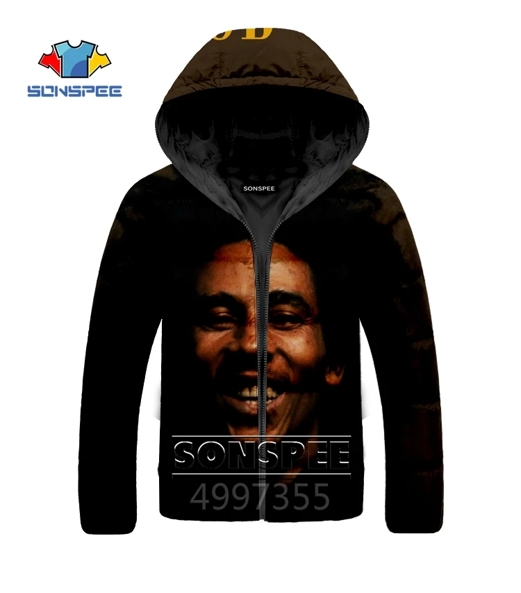 SONSPEE,, Bob Marley Singer, Harajuku, 3D принт, хип-хоп, пуховик для мужчин, wo, для мужчин, забавная, зимняя, теплая, уличная куртка, женская, новинка, G1