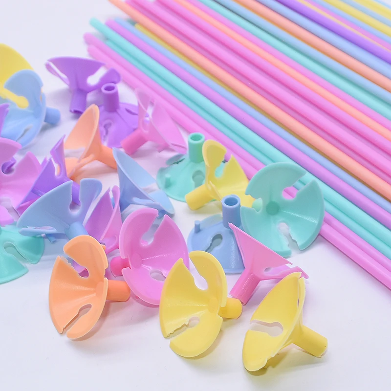 10-50pcs 30cm Latex Balloon Stick Multicolor Plastic Balloon Holder Cups for Wedding Birthday Decoration Accessories