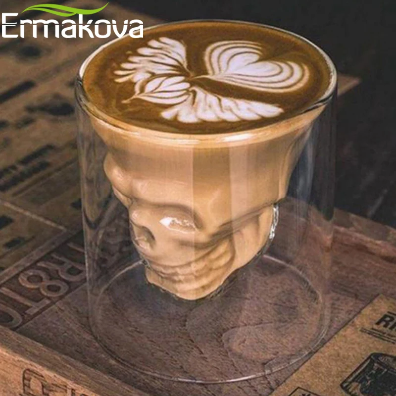 Стакан ERMAKOVA из 4 предметов с черепом стеклянный стакан для виски кружка вина