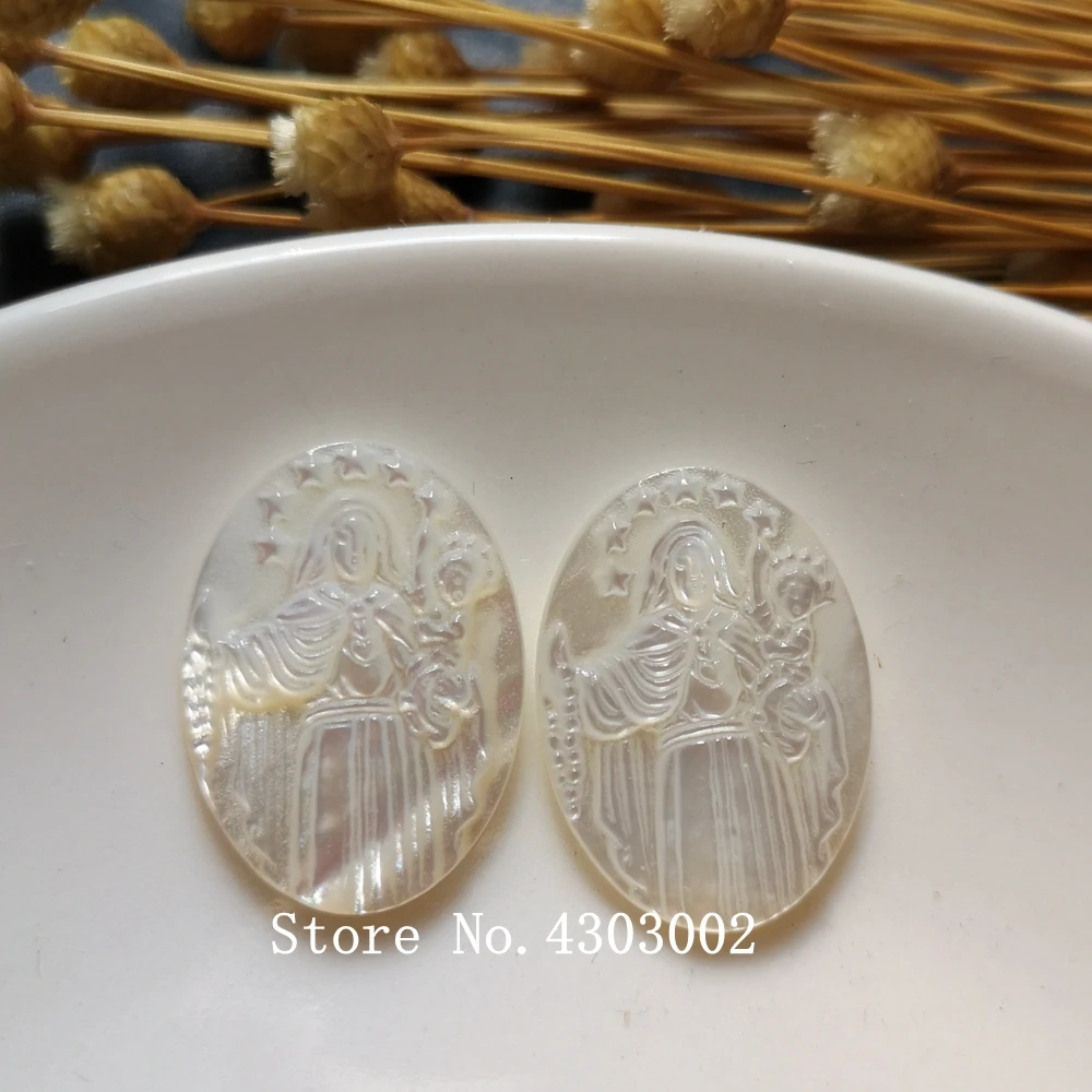 5pcs/lot 18xx25mm Natural Oval Lady Of Mount Carmel Mother of Pearl Shell Madonna Pearl Shell MOP for DIY Jewelry