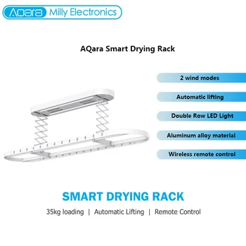 

Aqara Smart Drying Rack Remote Control Automatic Lifting Air Indoor 2 Wind Modes 35kg Loading Works With Mi Home APP