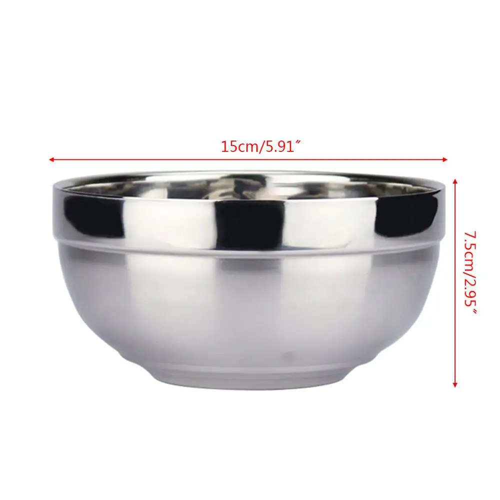04 Eco-friendly Double Layer Anti-Rust 304 Stainless Steel Classic Bowl Thermal Insulation Kitchen Flatware Dia 12/13/14/15/16CM - Цвет: 04