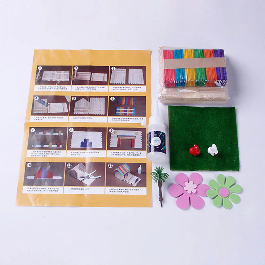 DIY Handmade Sand Table Cottage Architectural Model Bunny Ice Cream Assembly Educational Toys