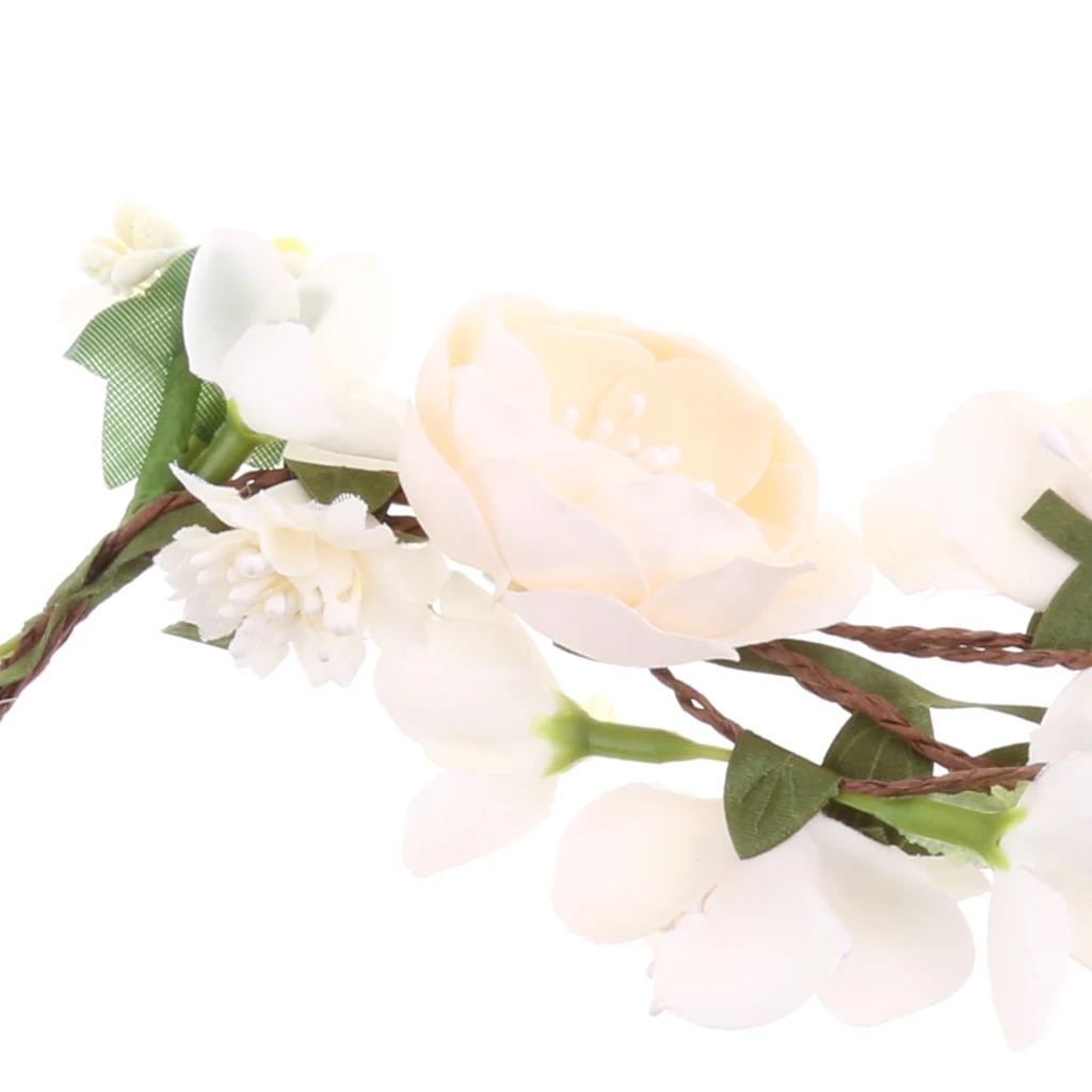 Wedding Bridal Boho Rattan Flower Forehead Cane Wreaths Hair Garland Hairdress Headwear for Festival Wedding Party 