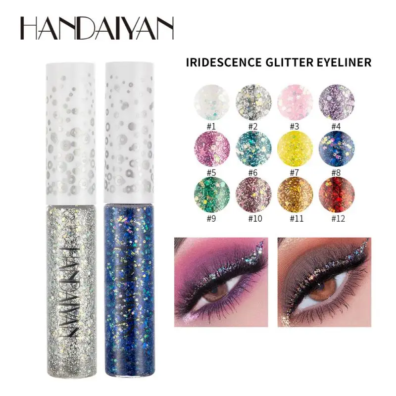 HANDAIYAN, 12 цветов, водонепроницаемые блестящие тени для век, корейская косметика, долговечная Сексуальная Очаровательная подводка для глаз, TSLM1