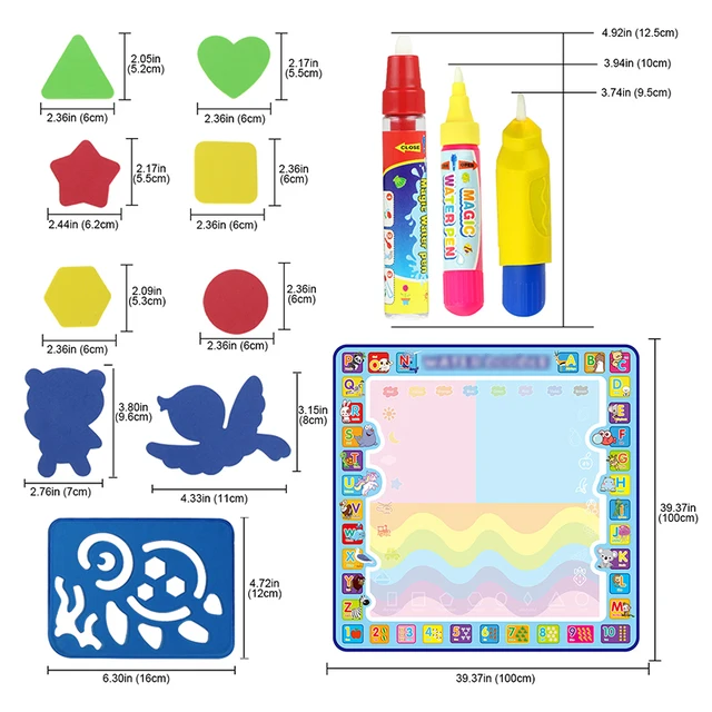 Big Size Water Magic Drawing Mat with Pens Accessories Set Doodle Mat Painting Board Art Educational Toy Birthday Gift for Kids 2