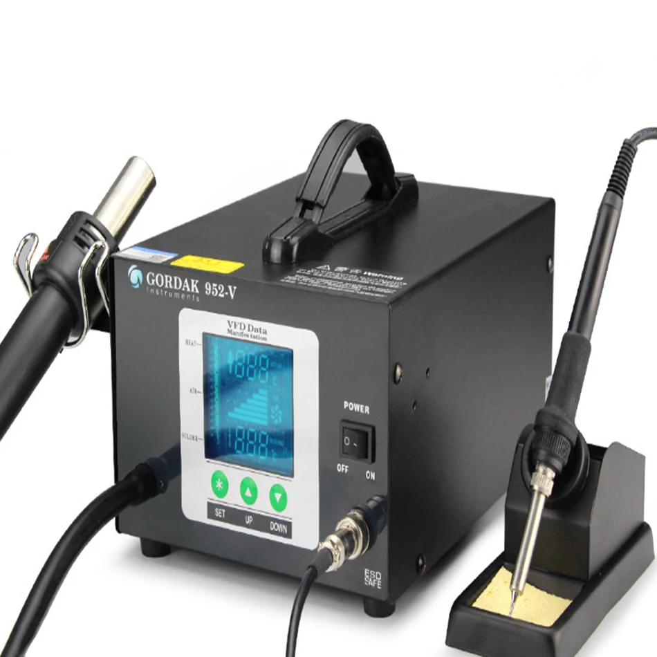 

GORDAK 952V Intelligent Hot Air soldering station combined with VFD color digital display for SMD component soldering repair