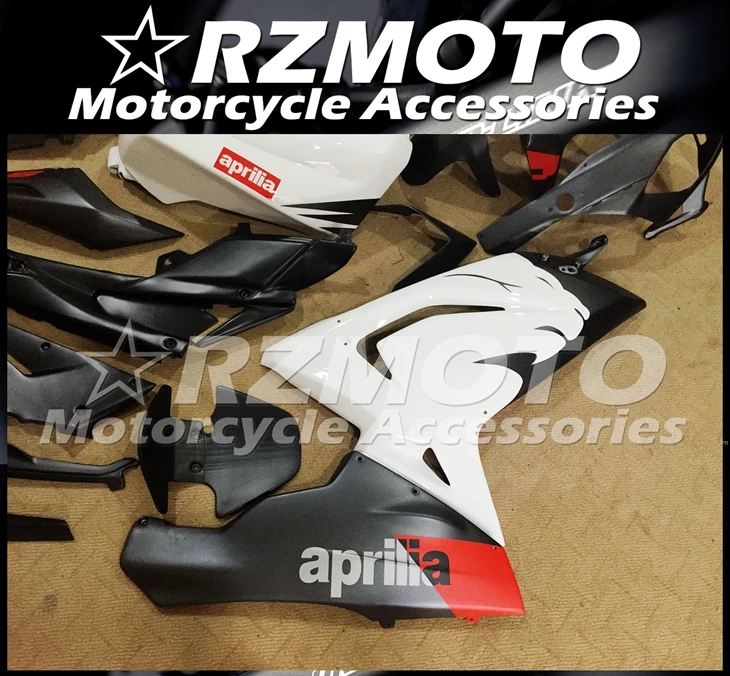 Инъекций ABS Полный обтекатели Наборы подходит для Aprilia RS125 2006 2007 2008 2009 2010 2011 06 07 08 09 10 11 Боди Комплект белого и черного цвета