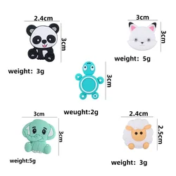 Anneau de dentition en Silicone sans BPA, 2 pièces, perles d'animaux, éléphant, Panda, mouton, tortue, chat, pour bricolage, chaîne de sucette, fabrication de bébé, Mini rongeur 