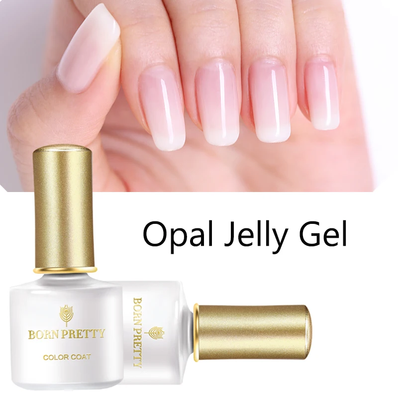 BORN PRETTY-esmalte Gel para uñas de Gel de, 6ml, Base de Gel de gelatina rosa, sin necesidad de limpiar, capa superior, barniz de Gel UV para arte de uñas blanco