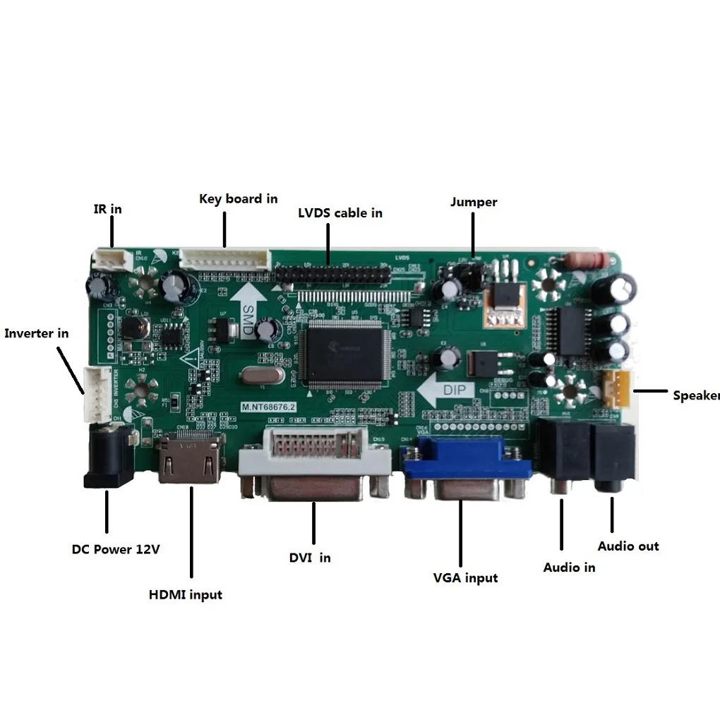 Controlador Placa Kit para V236bj1-le1 V236bj1-le2 23.6 1366*768 Dvi Faça Você Mesmo Vga Áudio in Out Lcd Led Painel de Tela Hdmi-compatível - Imagem 3